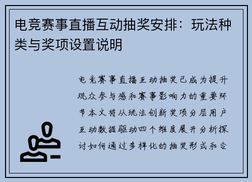 电竞赛事直播互动抽奖安排：玩法种类与奖项设置说明